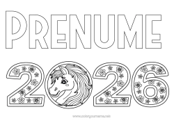 Desen liber de colorat Cal Anul Nou Chinezesc 2026