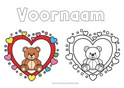 Gratis kleurplaat Beer Hart Knuffelbeer Groot hart Eenvoudige kleurplaten Bosdieren Kleuren met Model