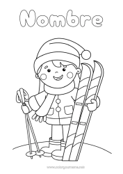 Dibujo libre Niño Bufanda Esquí Deportes de Invierno Gorro de Invierno