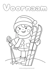 Gratis tekening Kind Sjaal Ski Wintersporten Wintermuts