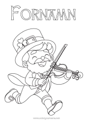 Färgläggningssida att anpassa Klee Irland Sankt Patriks Fest Musikinstrumenter Fiol
