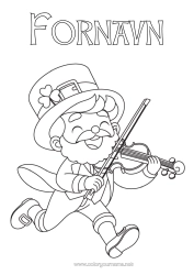 Gratis fargelegging Klover Irland St. Patricks festdag Musikkinstrumenter Fiolin