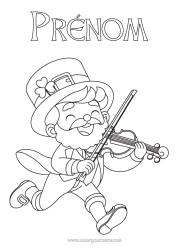 Coloriage à personnaliser Trèfle Irlande Fête de la Saint Patrick Instruments de musique Violon