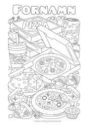 Gratis färgläggning Mat Dryck Läsk Pizza Ost