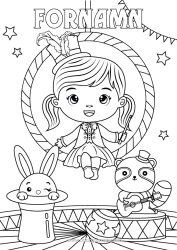 Gratis teckning Flicka Kanin Hatt Skogens djur Cirkus Trollkarl