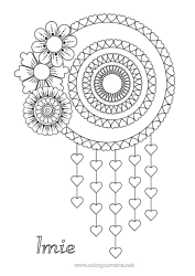 Kolorowanka za darmo Kwiaty Serce Zentangle łapacz snów
