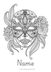 Coloring to customize Mask Carnival Zentangle