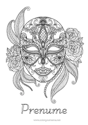 Pagină de colorat personalizată Mască Carnaval Zentangle