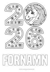 Färgläggningssida att anpassa Häst Kinesiskt nyår Gårdsdjur 2026