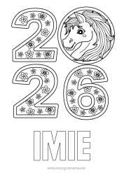 Kolorowanka do personalizacji Koń Chiński Nowy Rok Zwierzęta gospodarskie 2026