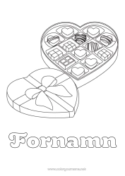 Gratis färgläggning Hjärta Alla hjärtans dag Choklad Gottigheter, sötsaker