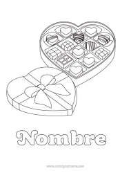 Colorear para personalizar Corazón Día de San Valentín Chocolate Golosinas