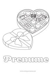 Pagină de colorat personalizată Inimă Ziua Îndrăgostiților Ciocolată Dulciuri, bunătăți