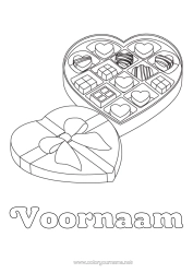 Kleurplaat aanpassen Hart Valentijnsdag Chocolade Lekkernijen, zoetigheden