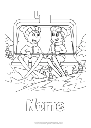 Desenho para personalizar Esqui Esportes de Inverno Gorro de Inverno Teleférico