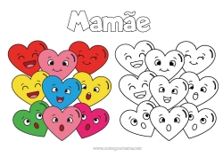Desenho grátis Coração Eu te amo Amigo, Amiga Desenhos para colorir fáceis Desenho Animado Colorir com Modelo Emoções