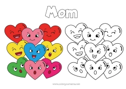Free coloring Heart I love you Friend Easy coloring pages Cartoon Coloring with a Model Emotions