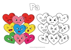 Gratis kleurplaat Hart Ik hou van jou Vriend, Vriendin Eenvoudige kleurplaten Cartoon Kleuren met Model Emoties