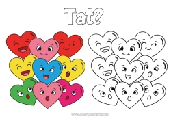 Pagină de colorat gratuită Inimă Te iubesc. Prieten, Prietena Desene de colorat ușoare Desen animat Colorare cu model Emoții