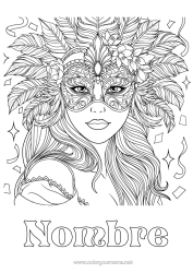 Dibujo libre Careta Carnaval Dibujos complejos para colorear Pluma Mujer