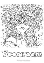 Kleurplaat aanpassen Masker Carnaval Complex Kleurplaten Pen Vrouw