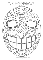 Kleurplaat aanpassen Masker Dia de los Muertos Carnaval Calaveras, schedels