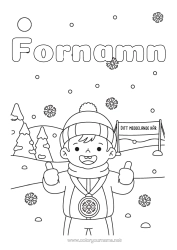 Färgläggningssida att anpassa Snö Vinter Snöflingor Kopp, trofé, medalj Mästare Tävlingar och utmärkelser Vintersporter Olympiska spelen Vintermössa