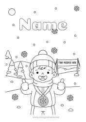 Free colouring Sport Snow Winter Snowflakes Cup, trophy, medal Champion Competitions and awards Winter sports Olympic Games Winter hat