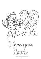 Colouring to customise I Love You. Valentine's Day Cupid Angel "I Love You" Other Sports Archery