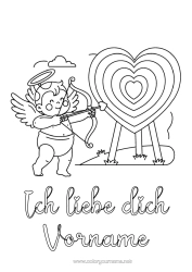 Malvorlage anpassen Ich liebe dich Valentinstag Cupid Engel 