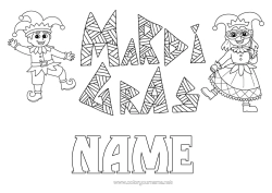 Coloring to customize Fancy dress Mask Carnival Shrove Tuesday Harlequin