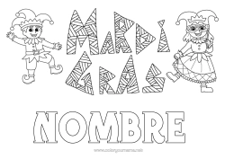 Colorear para personalizar Disfraz Careta Carnaval Martes de Carnaval Arlequín