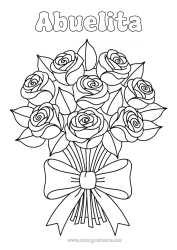 Colorear gratis Flores Rosa Ramillete