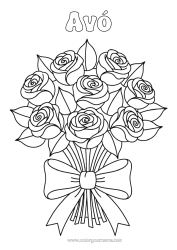 Desenho grátis Flores Rosa Buquê