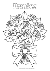 Pagină de colorat gratuită Flori Trandafir Buchet