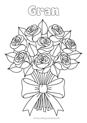 Free colouring Flowers Rose Bunch