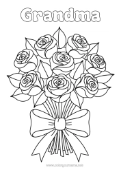 Free coloring Flowers Rose Bouquet