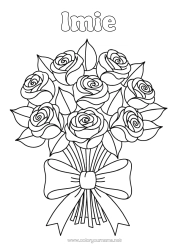 Kolorowanka do personalizacji Kwiaty Róża Bukiet