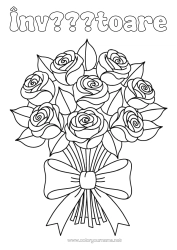 Pagină de colorat gratuită Flori Trandafir Buchet