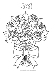Gratis kleurplaat Bloemen Roos Boeket