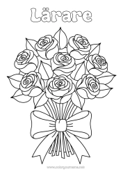 Gratis färgläggning Blommor Ros Bukett
