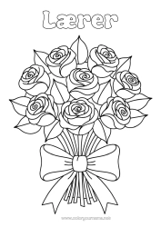 Gratis farvelægning Blomster Rose Bukket