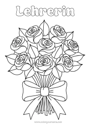 Kostenlose Malvorlage Blumen Rose Blumenstrauß