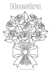 Colorear gratis Flores Rosa Ramillete