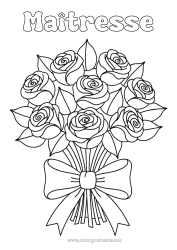 Coloriage gratuit Fleurs Rose Bouquet