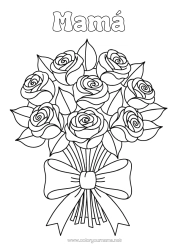 Colorear gratis Flores Rosa Ramillete