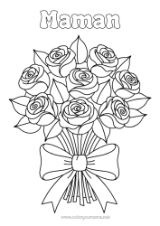 Coloriage gratuit Fleurs Rose Bouquet