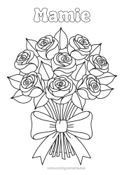 Coloriage gratuit Fleurs Rose Bouquet