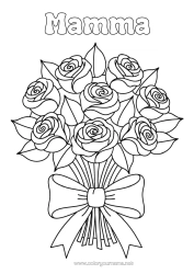 Gratis färgläggning Blommor Ros Bukett