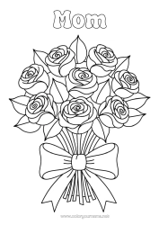 Free coloring Flowers Rose Bouquet